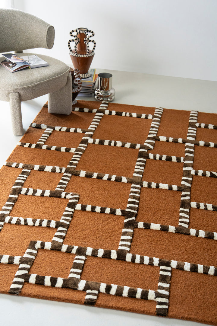 Carpet StripeScape Vloerkleed – Bruin & Caramel