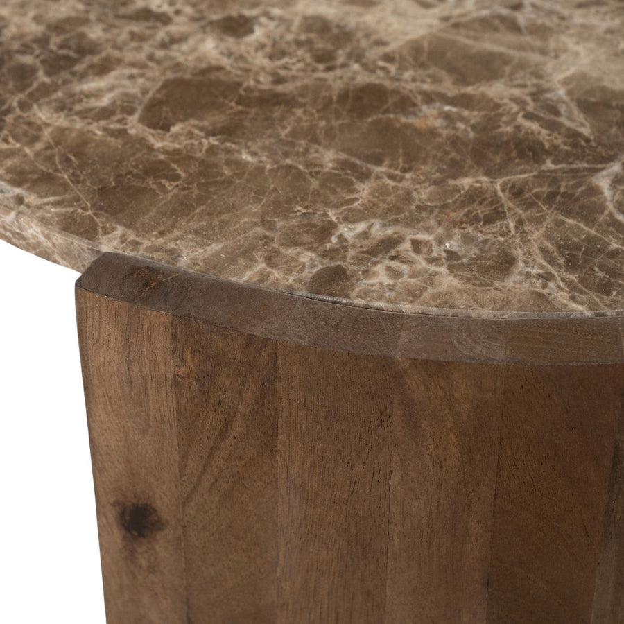 Salontafel Niklas large – mangohout & Emperador marmer
