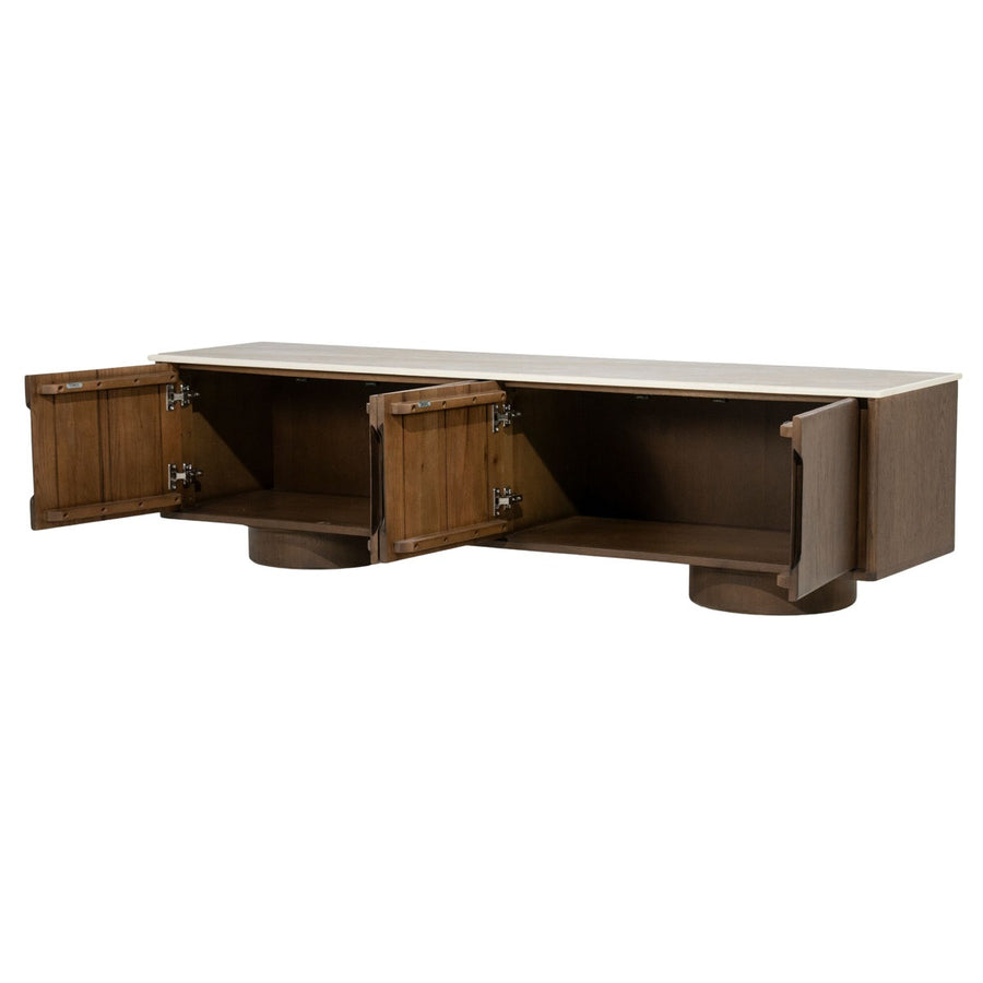 TV-meubel Leandro 180 cm 4 deuren – eikenfineer & keramiek