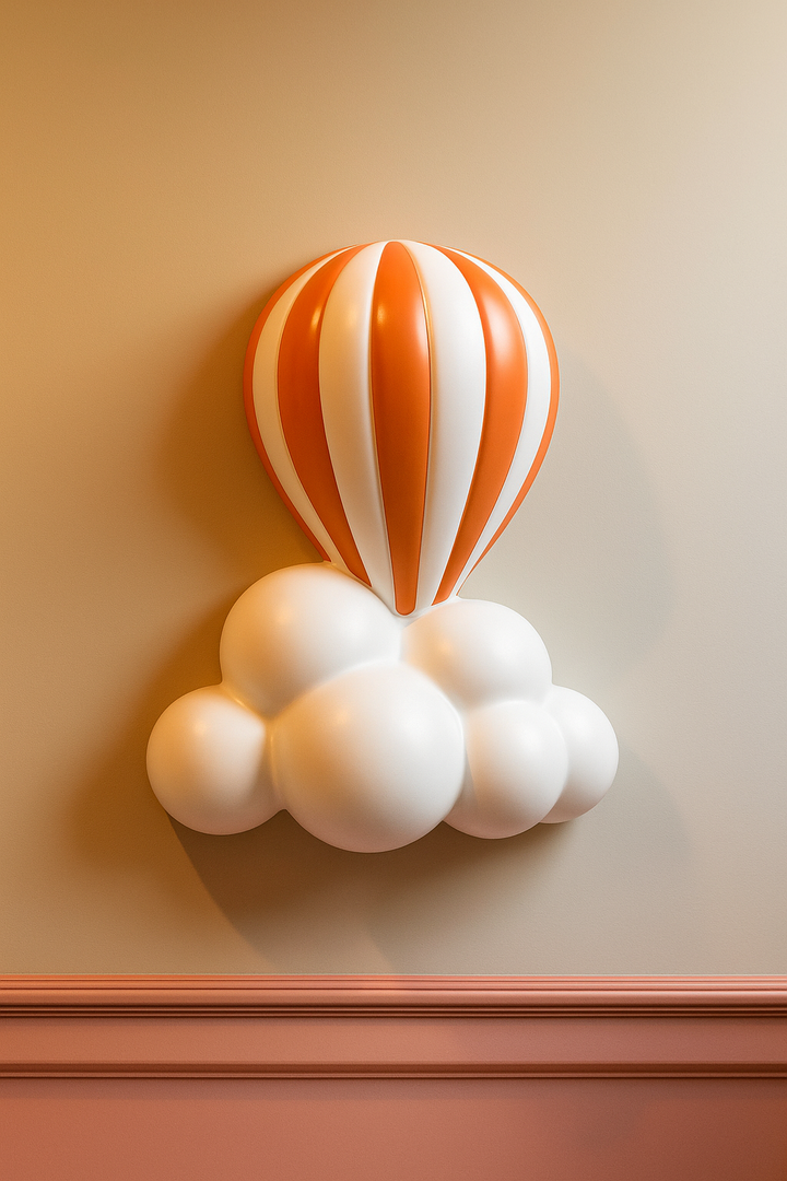 3D Ballon Wanddecoratie – Resin Luchtballon met Wolk