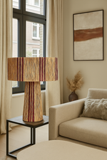 Rotan raffia lamp Stripe Paars – Handgemaakt in Indonesië – Ø50,5 cm