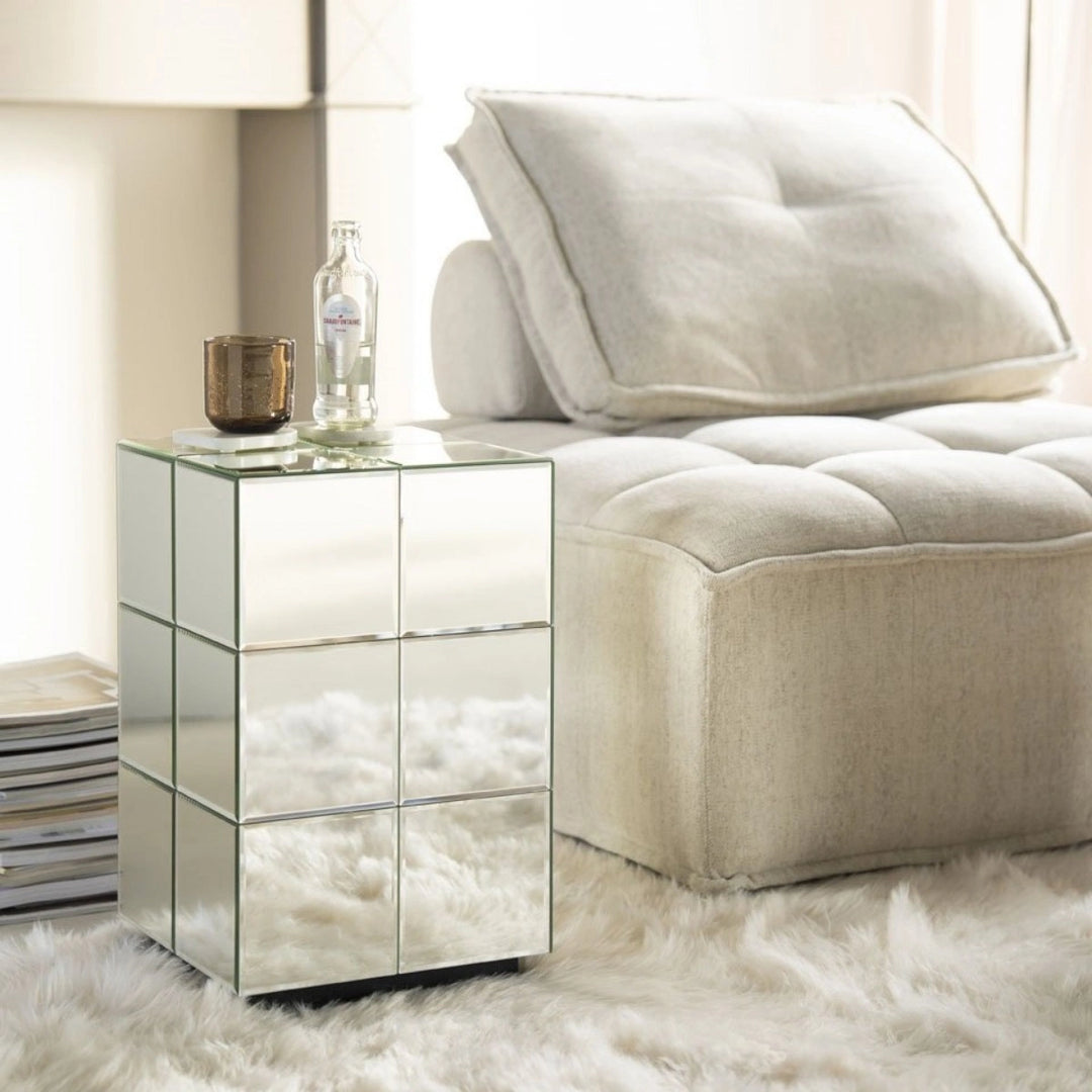 Bijzettafel Flectron – chroom zilver & glas – modern design