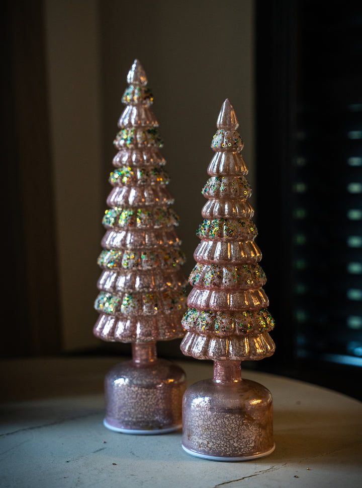 Roze Twinkel Kerstboom Glas