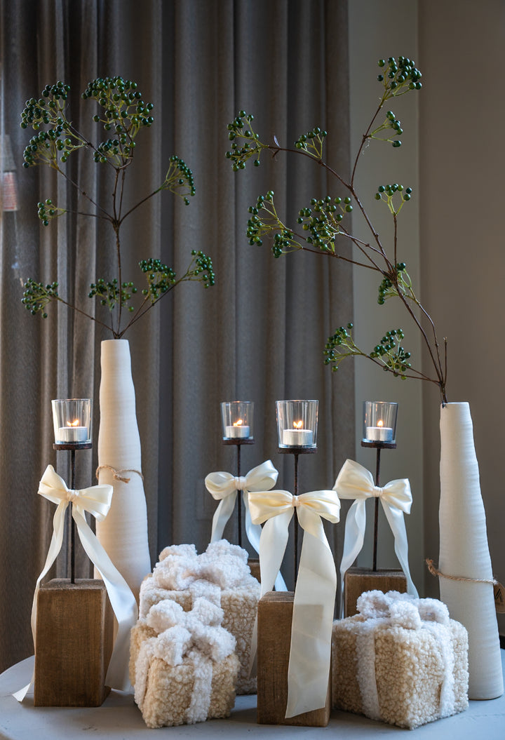 Strik kandelaar beige