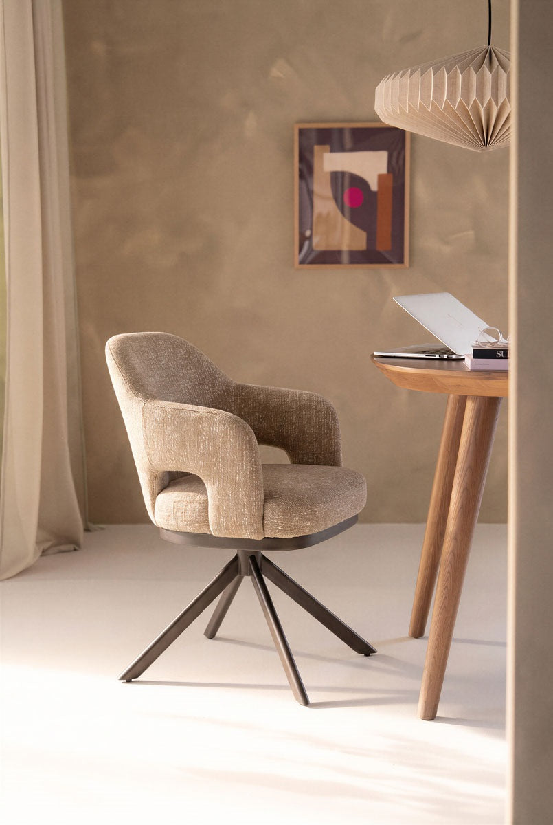 Stoel Amelie – stof, metaal & foam taupe Punto