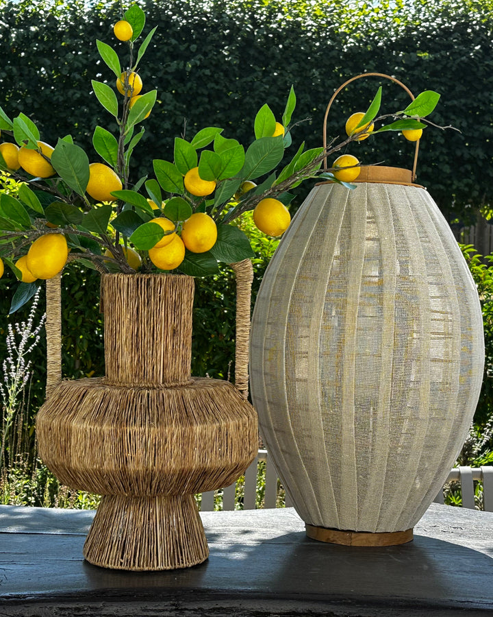 Rotan Rieten Vaas met Handvatten Landelijk Decoratie