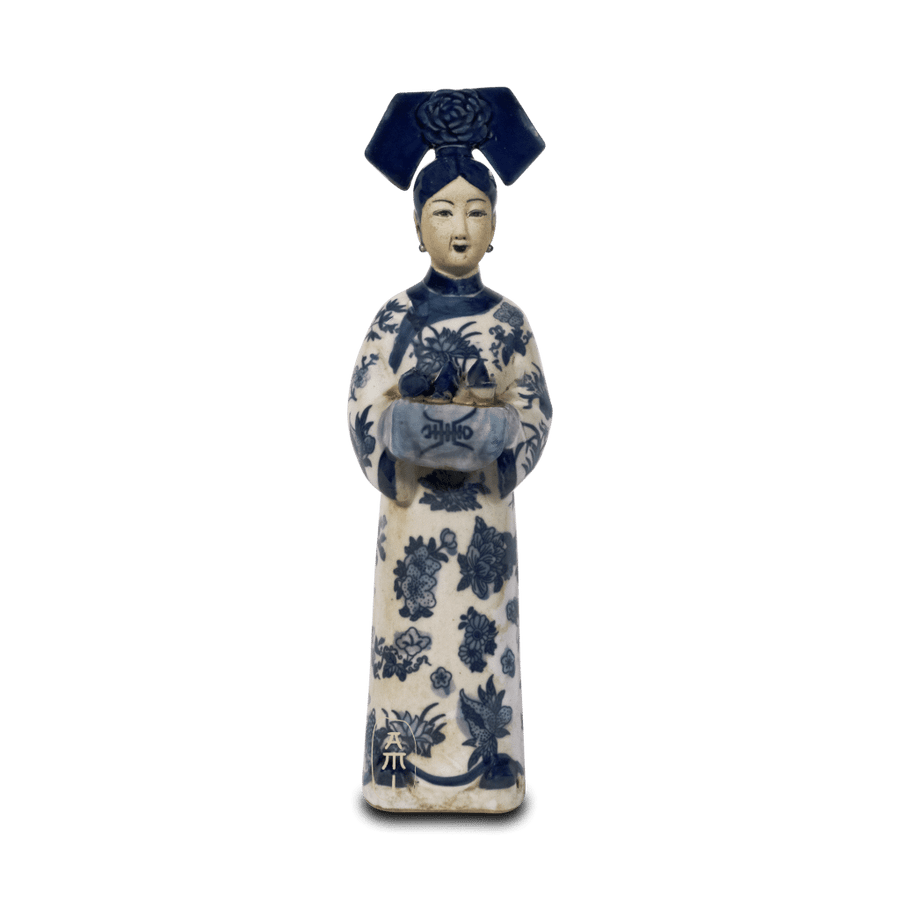Chinees Beeld van Keizerin – Handgemaakt Blauw Wit Keramiek