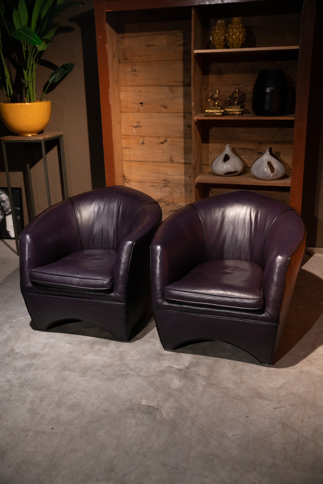 Set van 2 Bart van Bekhoven Leren Fauteuils – Paars – Rundleer