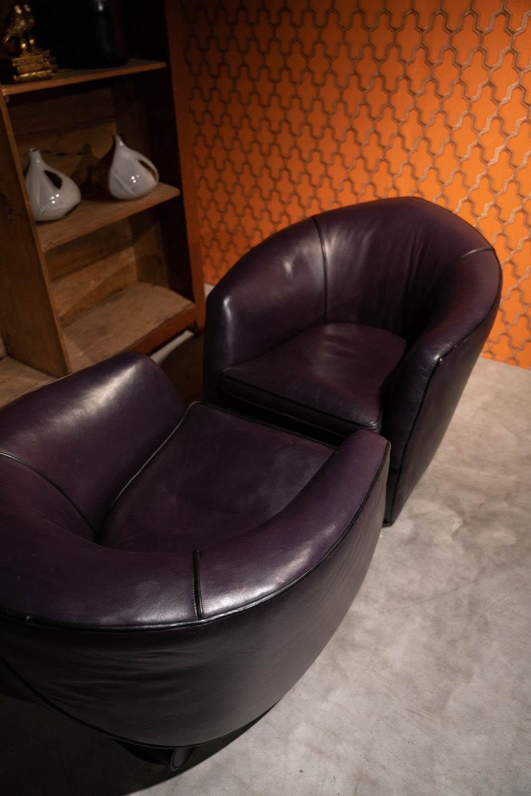 Set van 2 Bart van Bekhoven Leren Fauteuils – Paars – Rundleer
