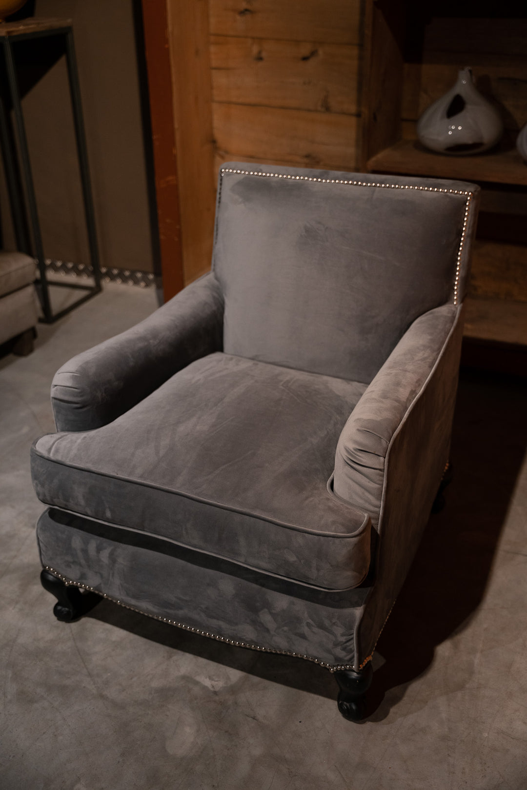 Timothy Oulton - Grijs Velvet Fautuil - NIEUW