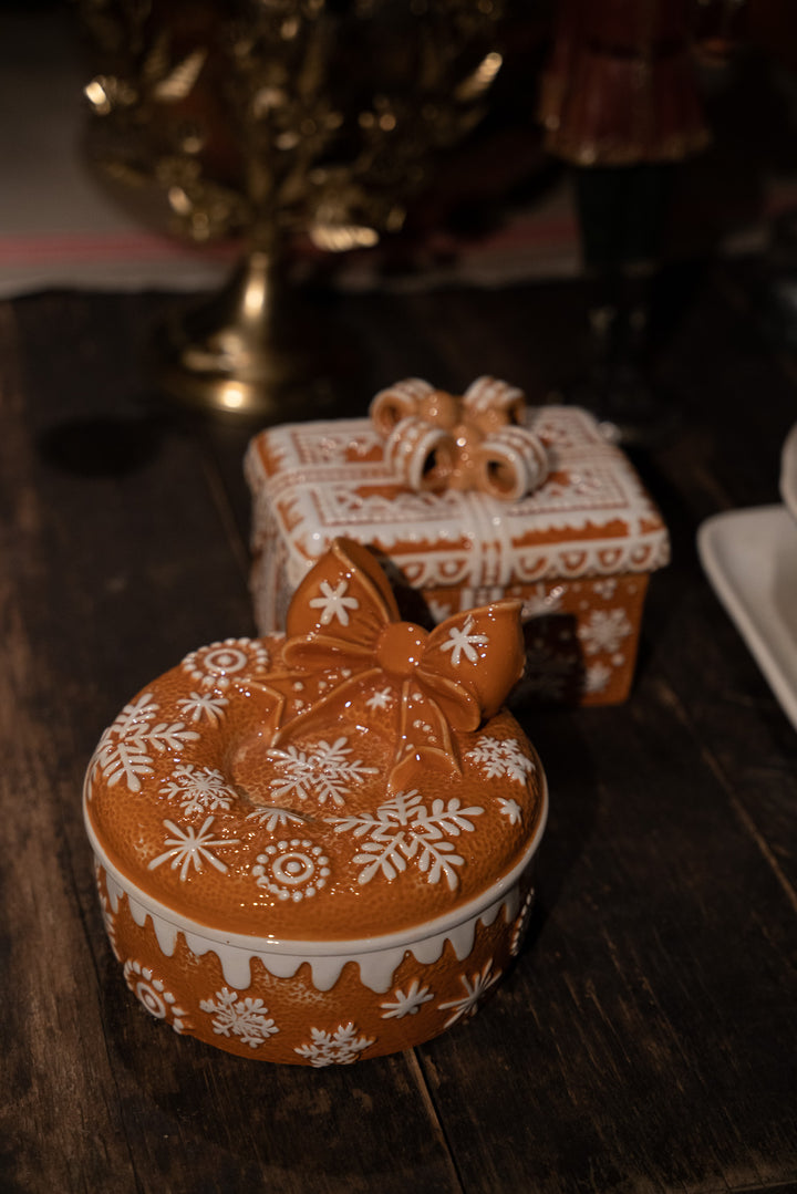 Kerst Voorraadpot met Deksel – Bruin Keramiek