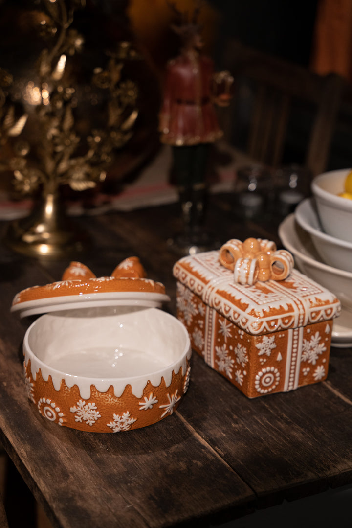 Kerst Voorraadpot met Deksel – Bruin Keramiek
