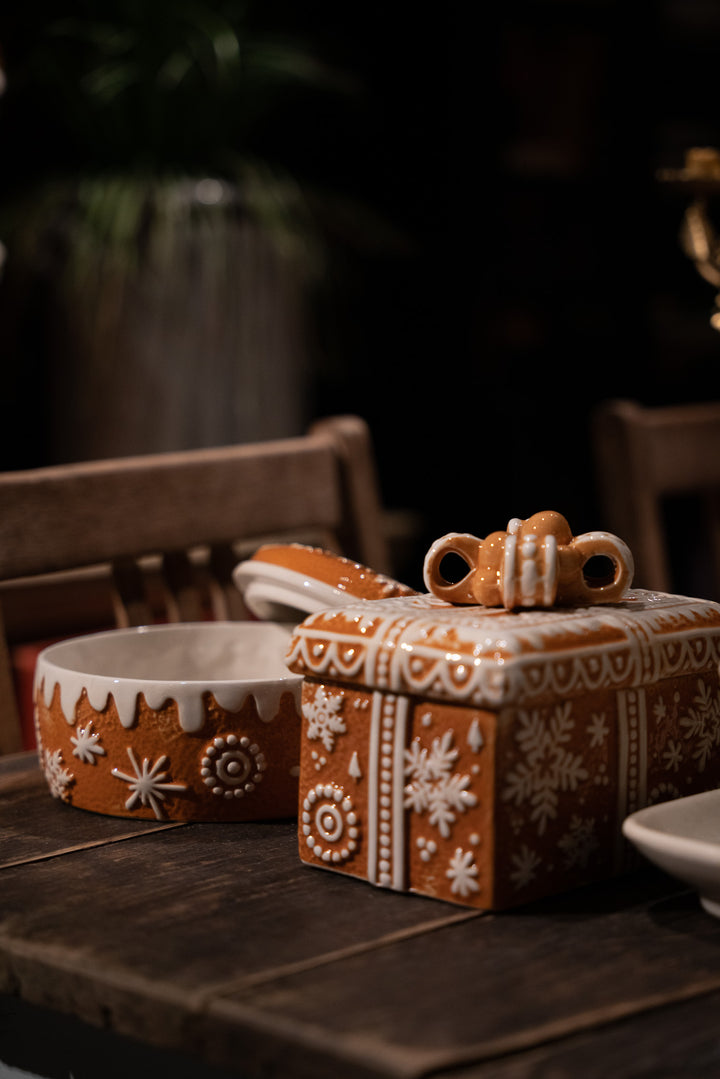 Kerst Voorraadpot met Deksel – Bruin Keramiek