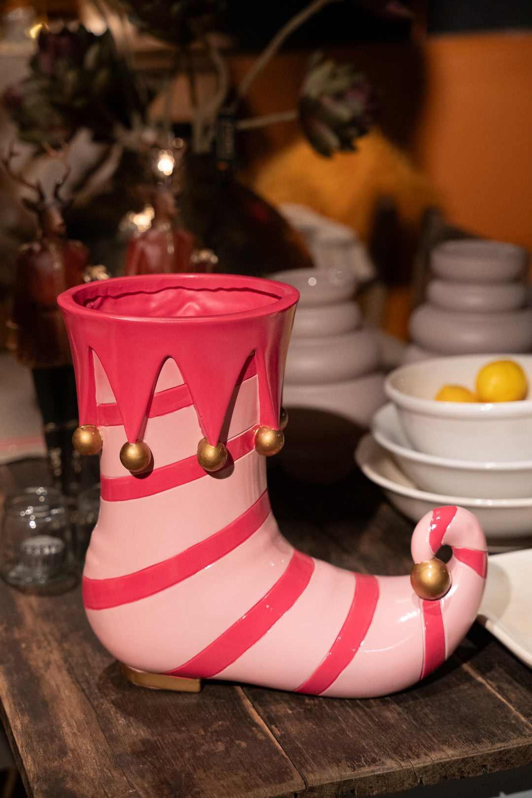 Kerst Bloempot Laars 35x17x32 cm Roze Kunststof