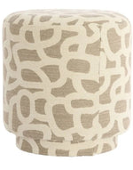 Ronde Poef Taupe met Beige Print – Devon