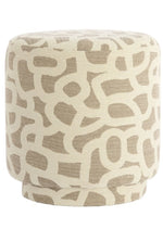 Ronde Poef Taupe met Beige Print – Devon