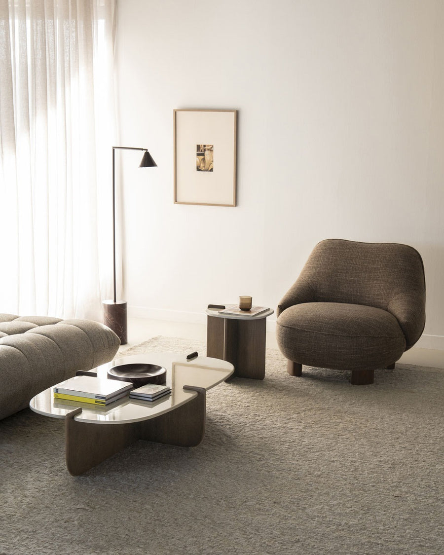 Fauteuil Lina – stof & metaal bruin Vanu