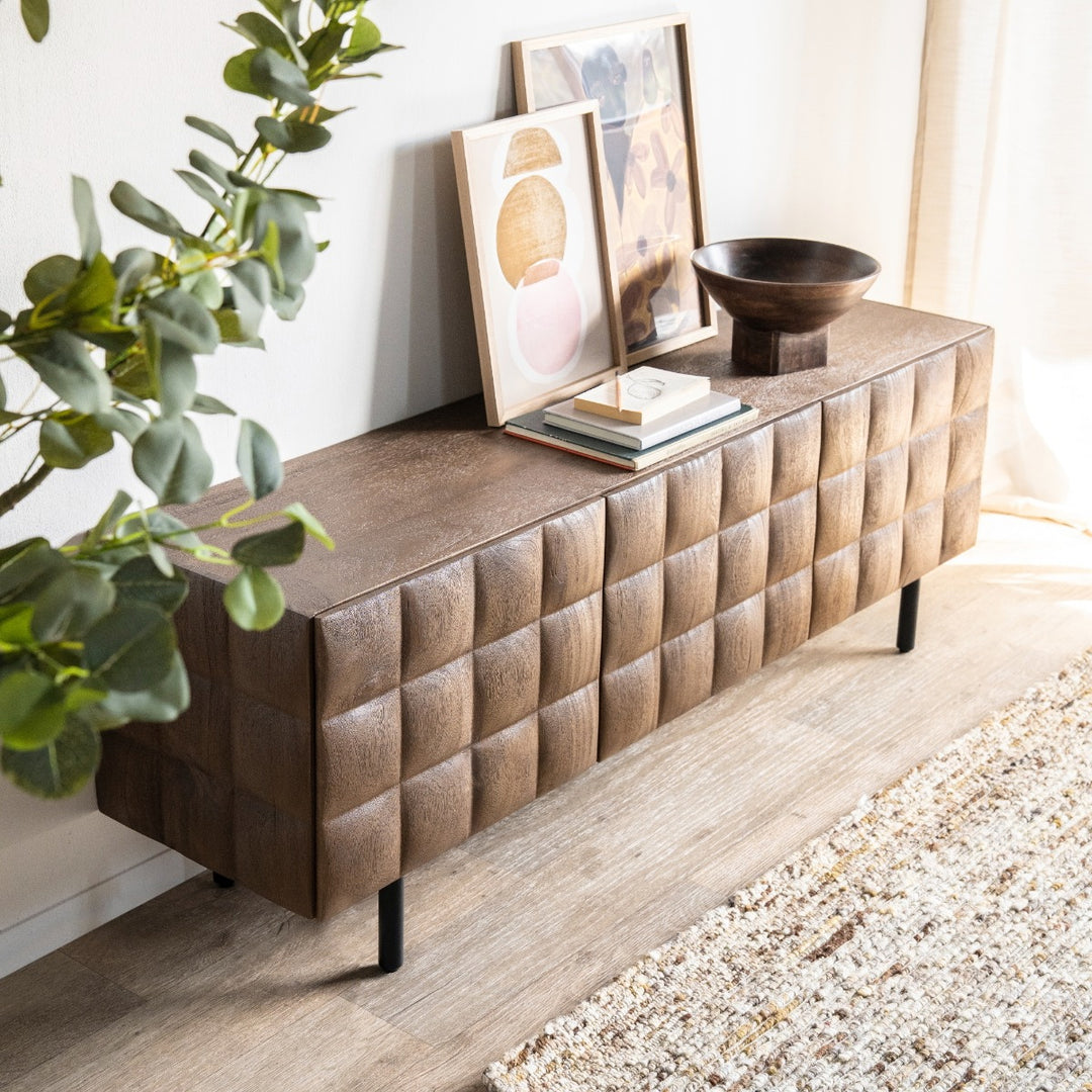 TV meubel Felix – mangohout & ijzer bruin 160cm