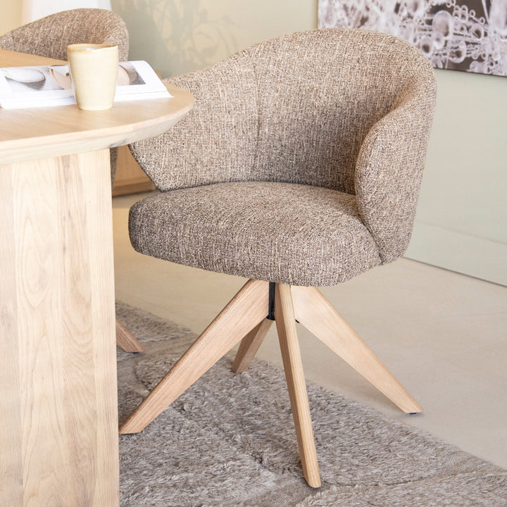 Stoel Connor – eiken & stof naturel beige donna