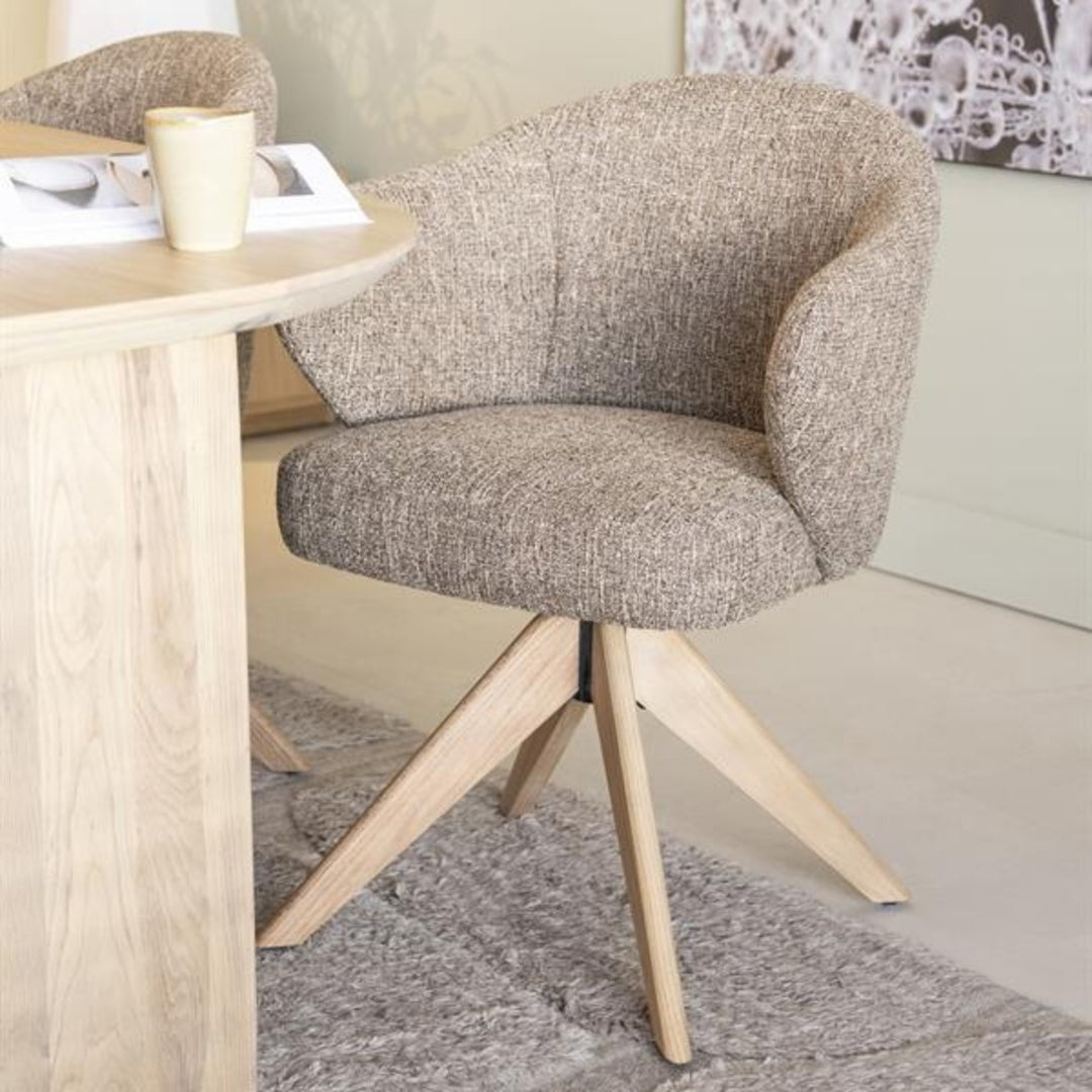 Stoel Connor – eiken & stof naturel bruin donna