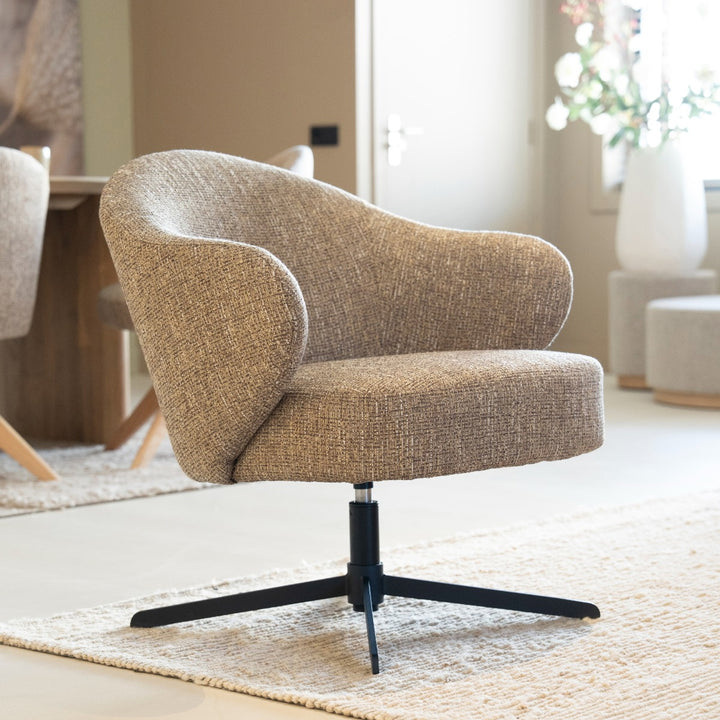 Fauteuil Connor – stof & metaal bruin donna