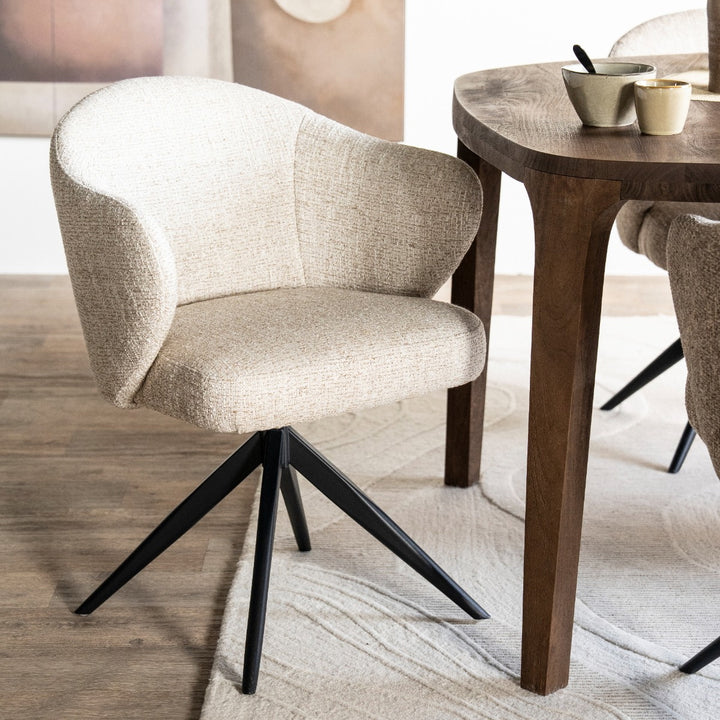 Stoel Connor – stof & metaal beige zwart donna