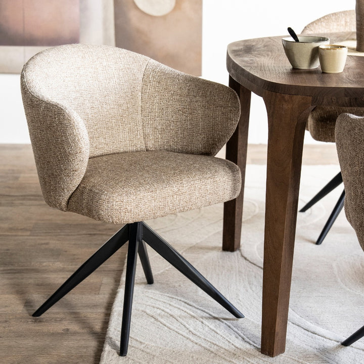 Stoel Connor – stof & metaal taupe zwart donna