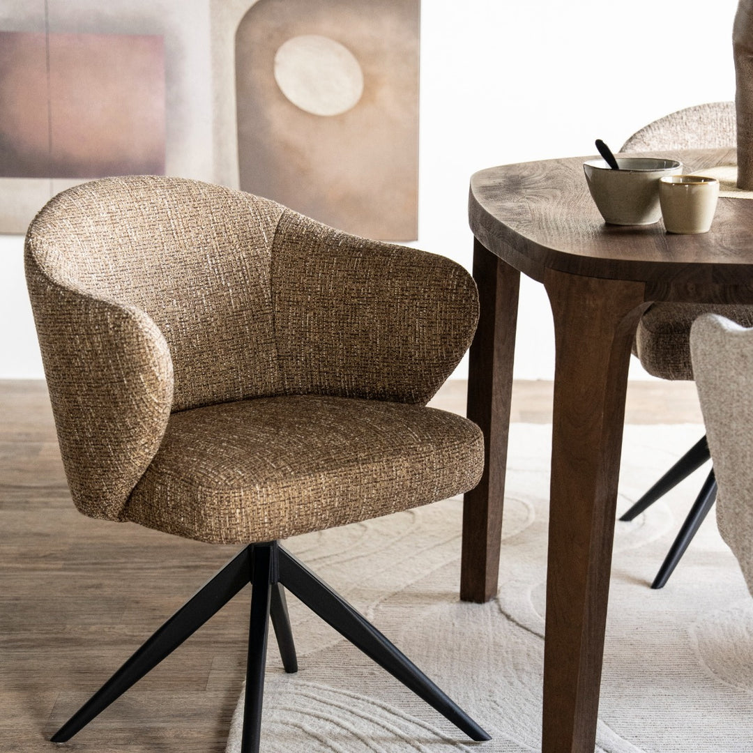 Stoel Connor – stof & metaal mosterd zwart donna