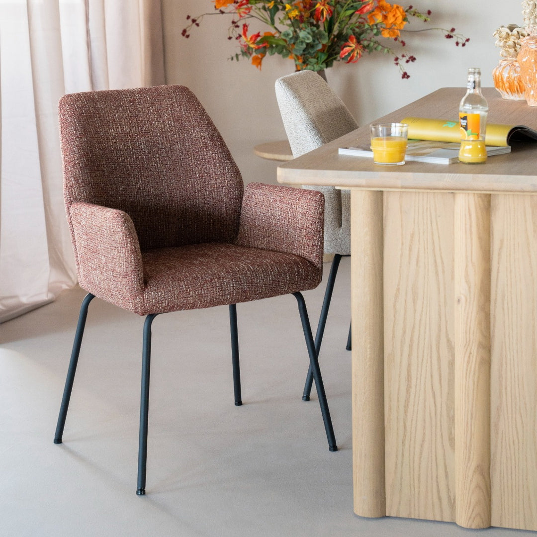 Stoel Indy – stof & metaal rood donna