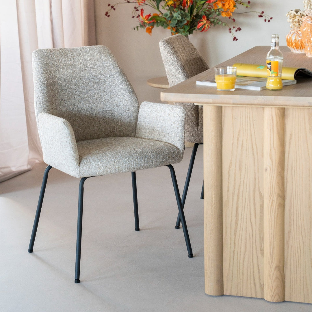 Stoel Indy – stof & metaal beige donna