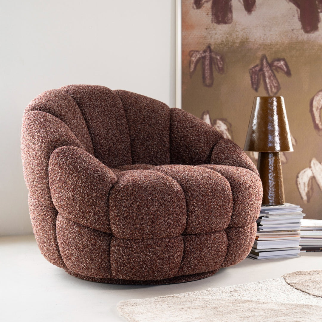Fauteuil Tina – stof & hout rood flou