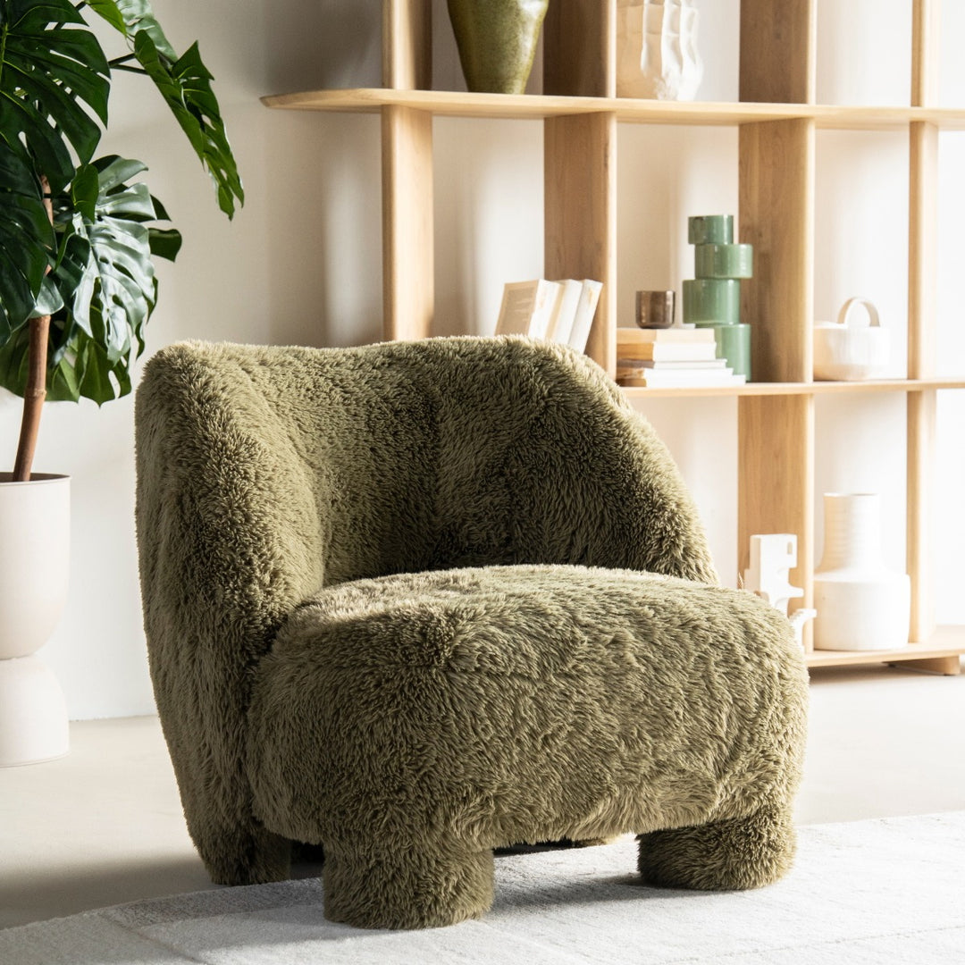 Fauteuil Samson – stof & hout groen doodle