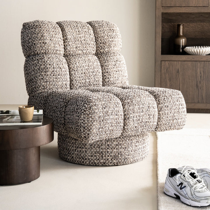 Fauteuil Fenna – stof & hout taupe vive