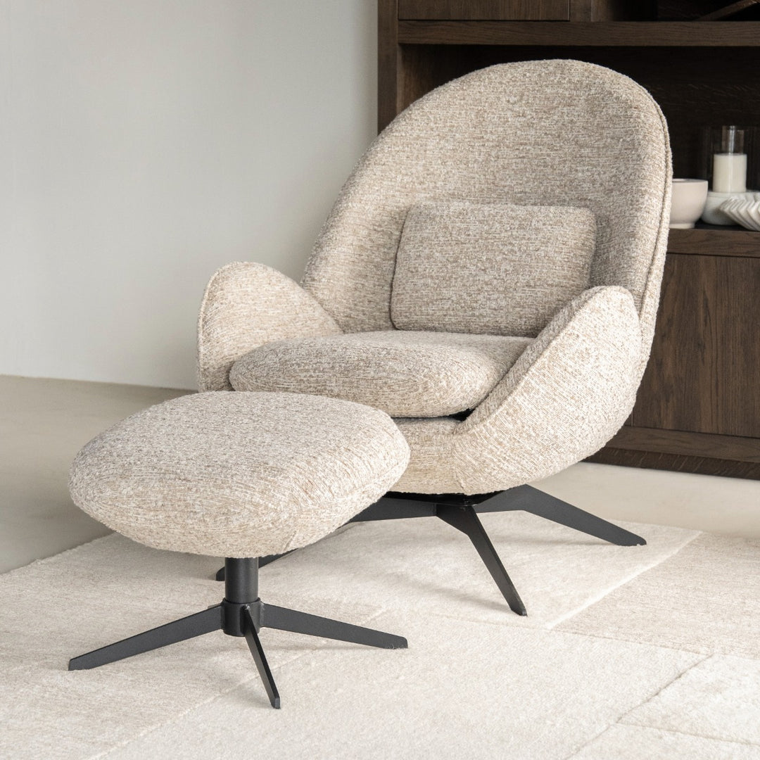 Fauteuil Ryan – stof & metaal beige zora