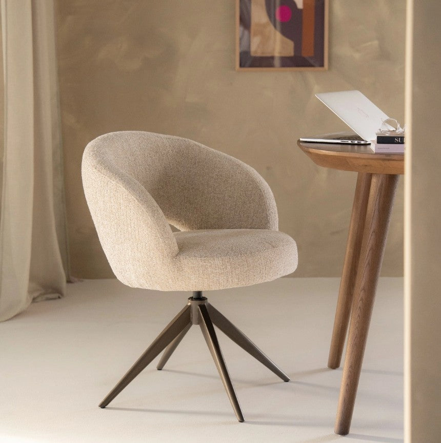 Stoel Alissa – stof & metaal beige oro