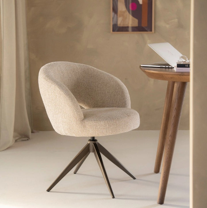 Stoel Alissa – stof & metaal beige oro