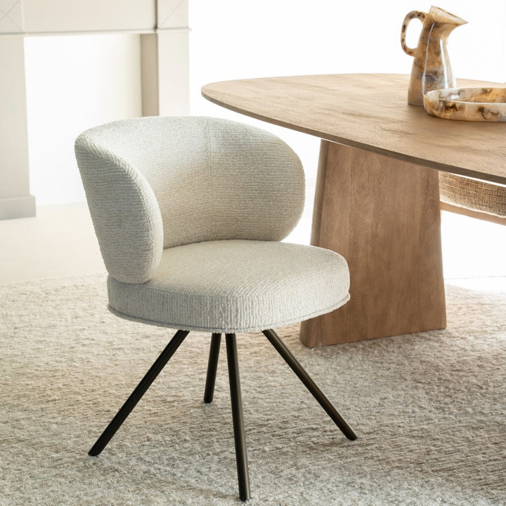 Stoel Jayson – stof & metaal beige blythe