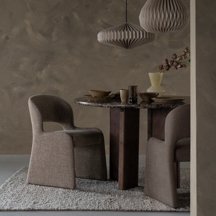 Eettafel Lando – mangohout & Emperador marmer bruin 127cm