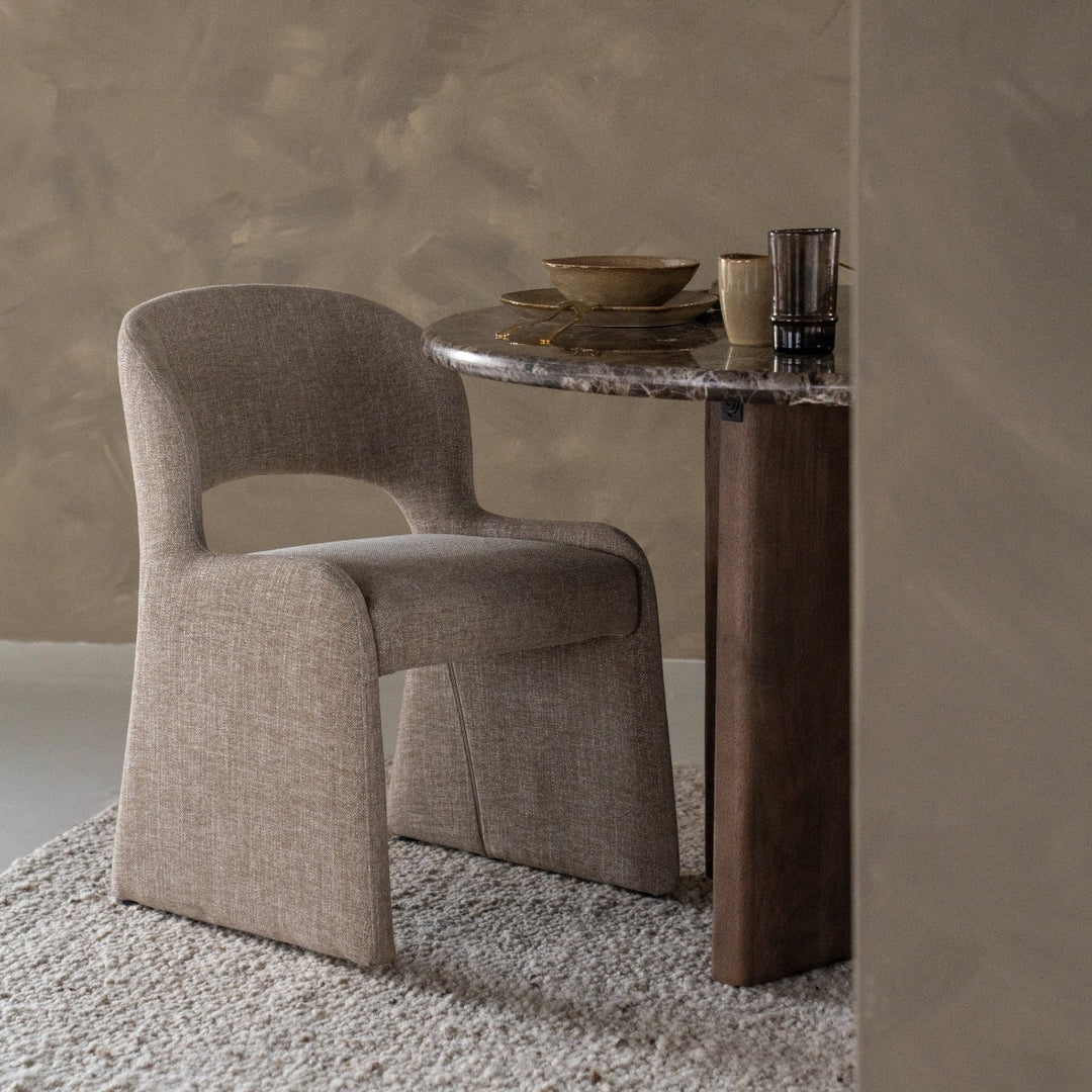 Stoel Odette – stof & metaal taupe serene