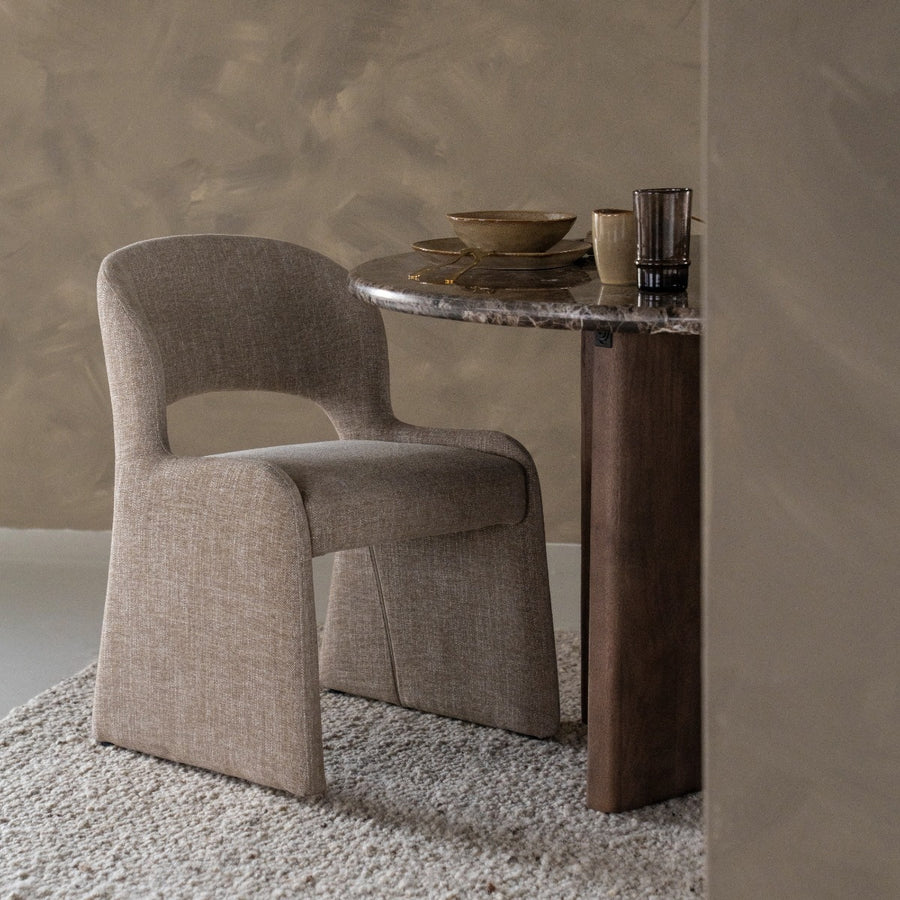 Stoel Odette – stof & metaal taupe serene