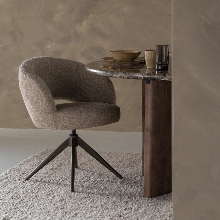 Stoel Alissa – stof & metaal taupe oro