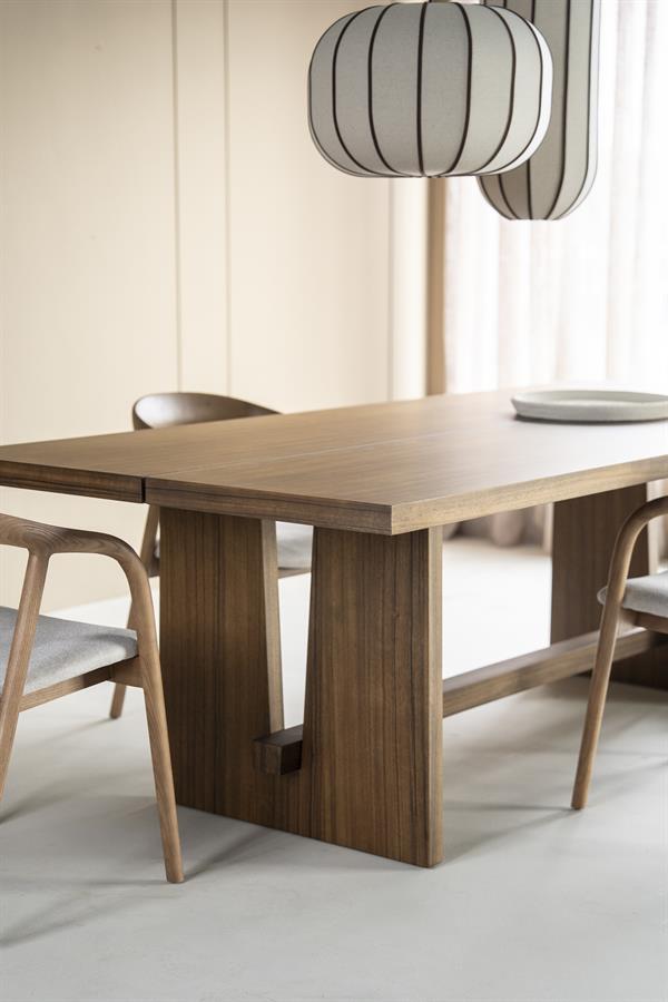 Eettafel Lira 240x110 cm detail van het walnoot fineer