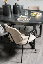 Stoel Lynn met armleuning – stof & metaal beige fletcher
