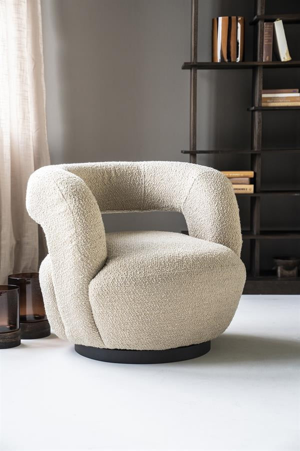 Fauteuil Sharon – stof & metaal zand spark