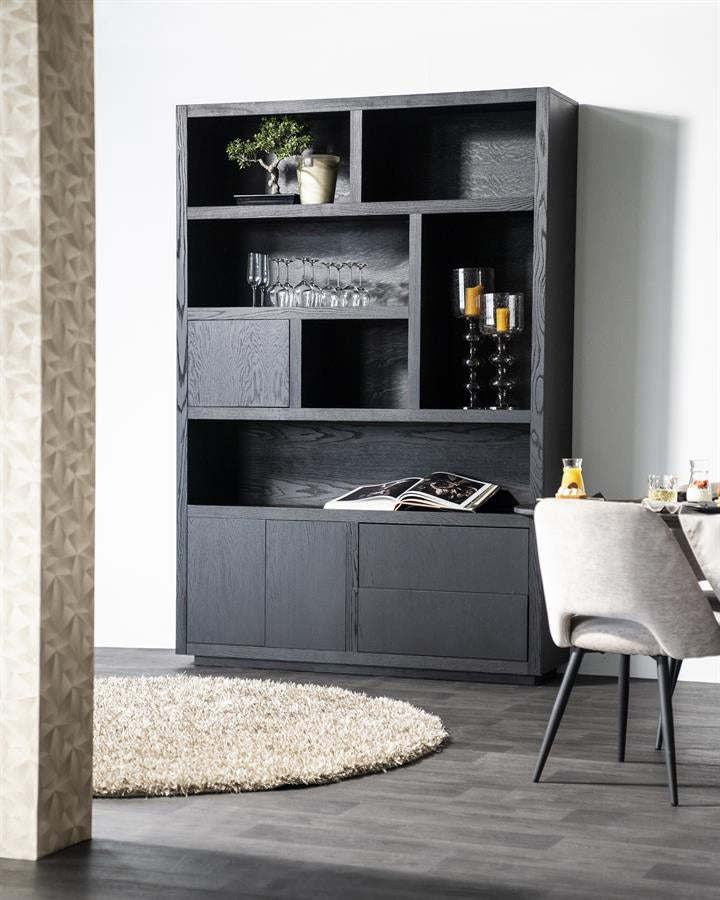 Kabinet Helsinki – eiken & eikenfineer zwart 150x220cm