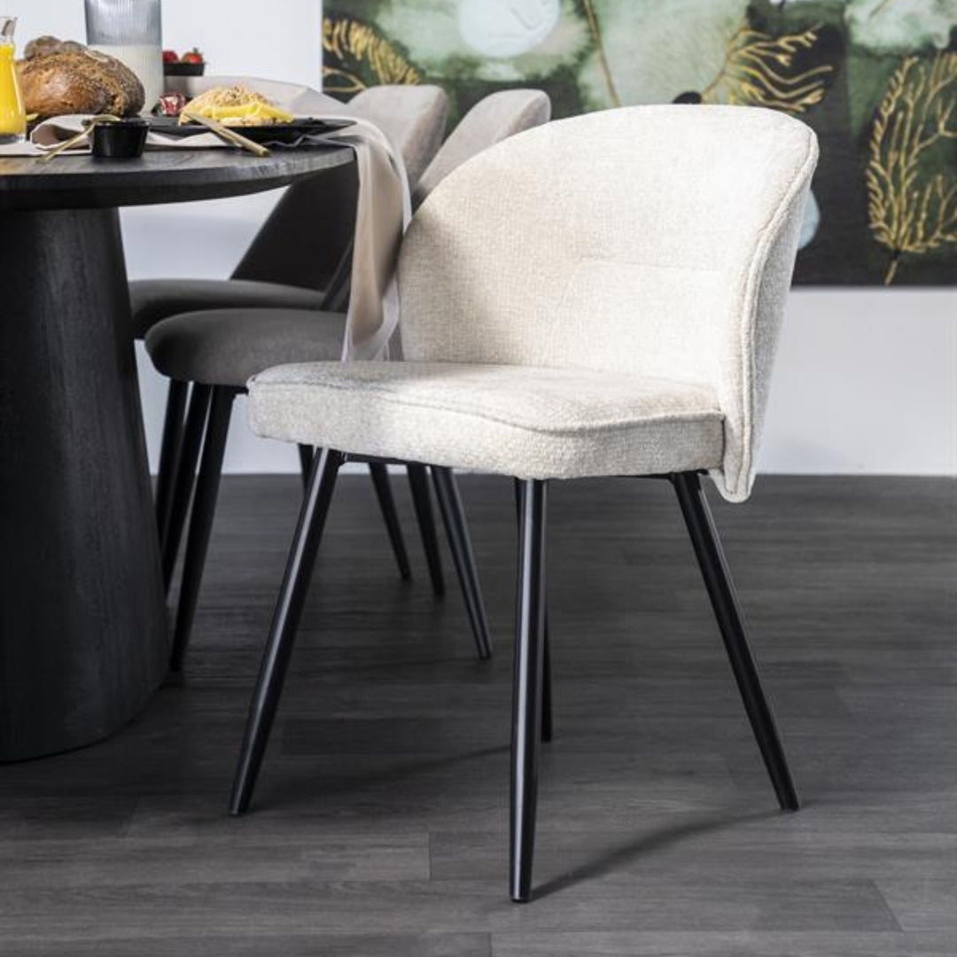 Stoel Riley – stof & metaal beige aurora