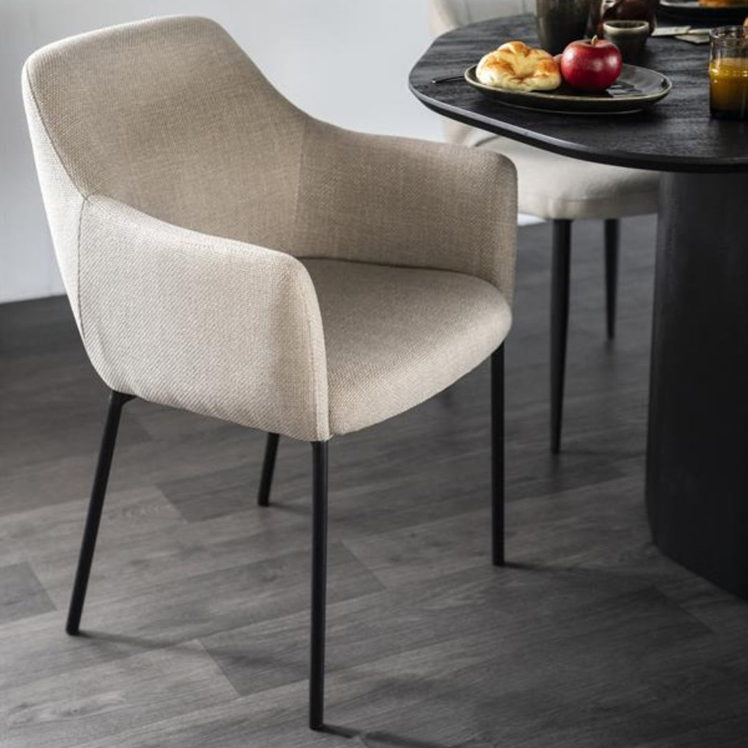 Stoel Paul – polyester & metaal taupe linea