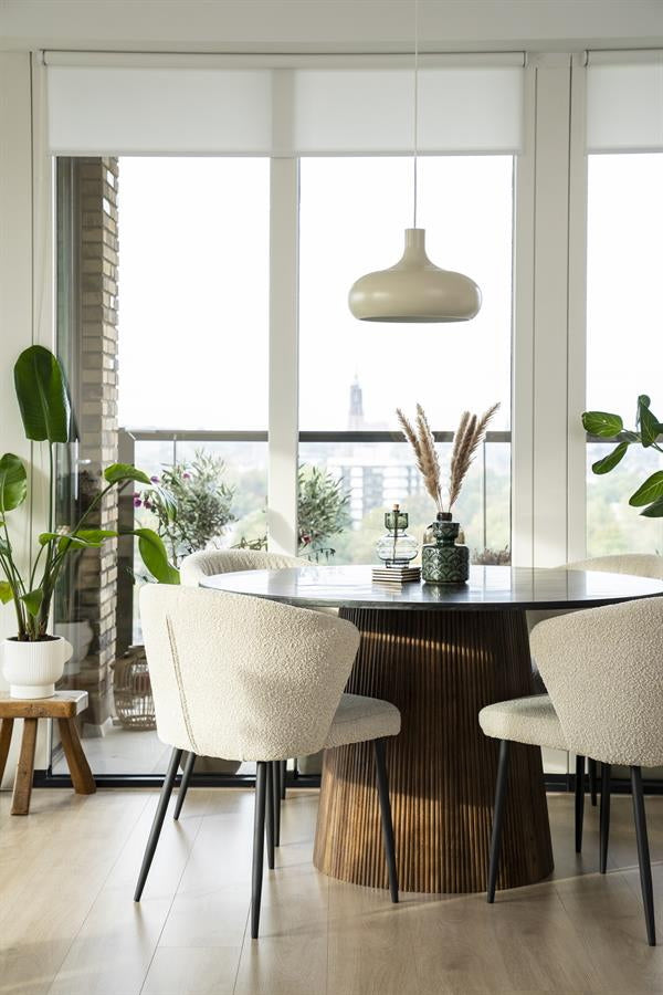 Rond Eettafel Maxim – mangohout & marmer zwart 130x76cm