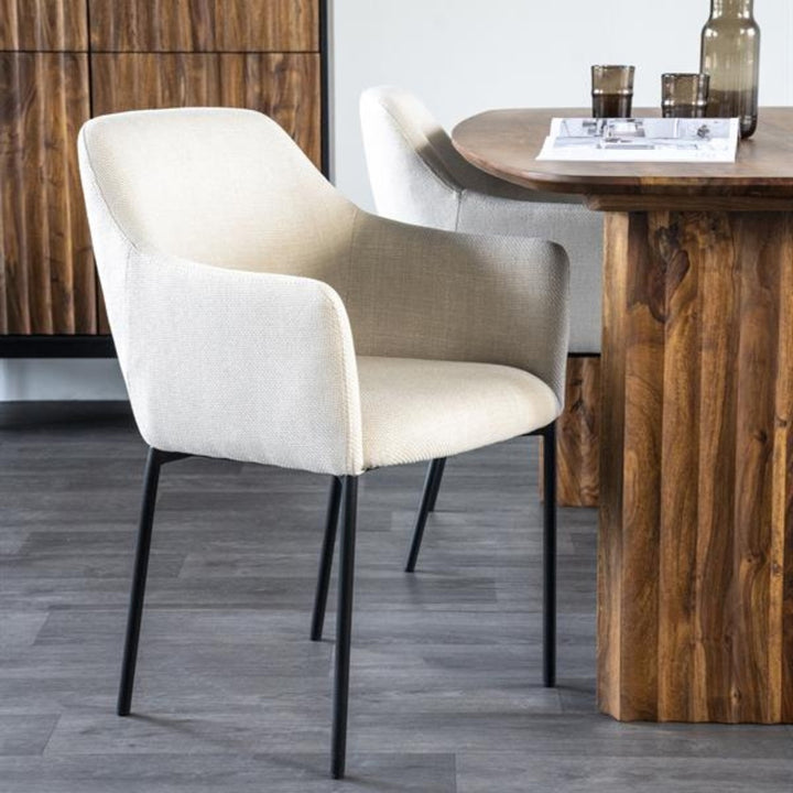 Stoel Paul – polyester & metaal beige linea