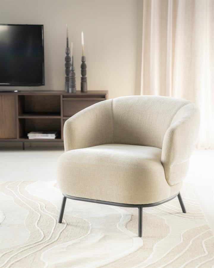 Fauteuil David – polyester & metaal taupe safari